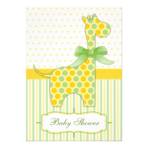 yellow and green giraffe baby shower invitation