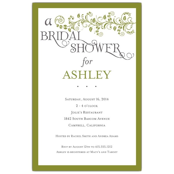 bridal shower invitations green
