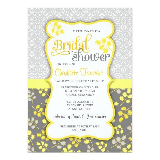 modern yellow grey elegant bridal shower invitation 161453355781526231