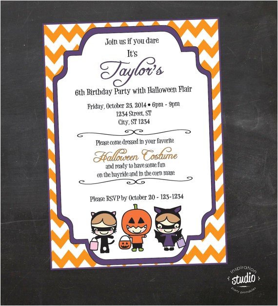 halloween birthday party custom printable invitation
