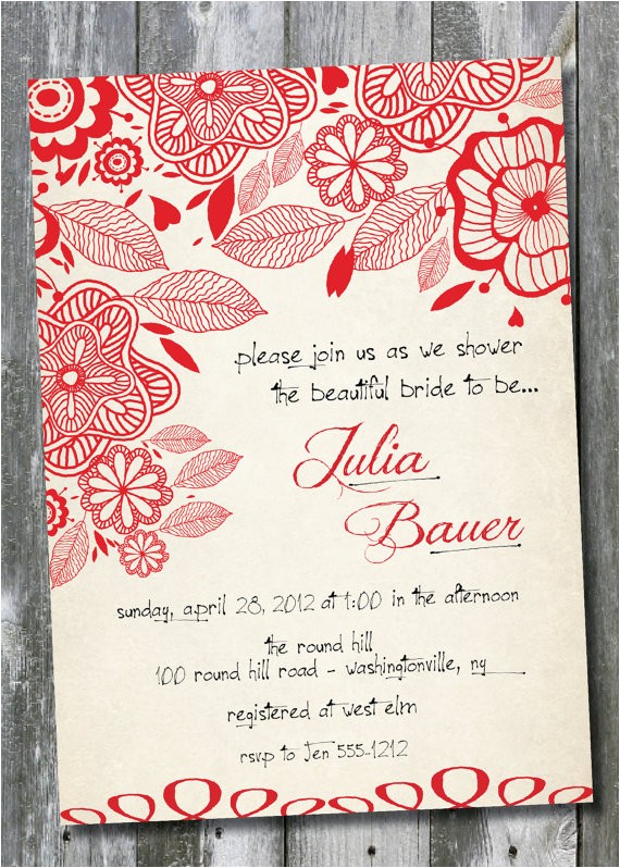 Handwritten Bridal Shower Invitations Items Similar to Handwritten Floral Vintage Custom Shower