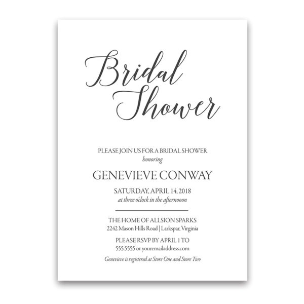 modern handwritten script bridal shower invitations
