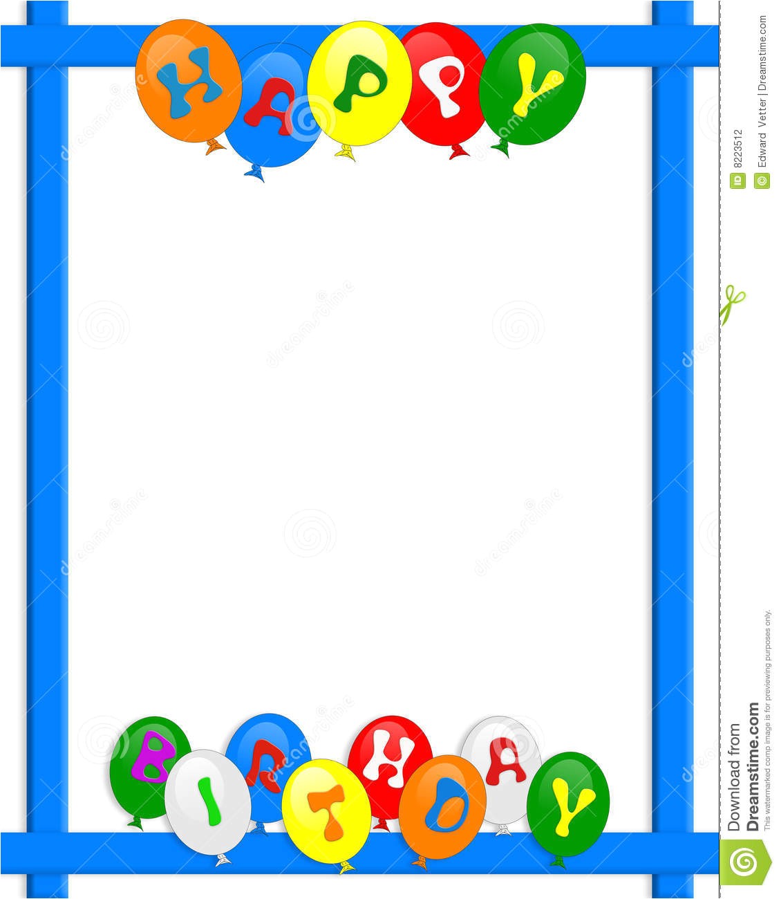 Happy Birthday Invitation Frames Happy Birthday Balloons Border Frame Stock Illustration