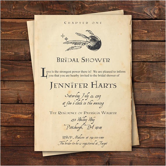 harry potter bridal shower invitation