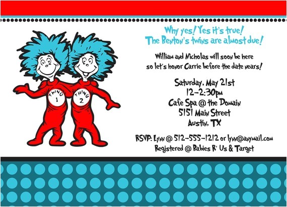thing 1 and thing 2 birthday party invitations