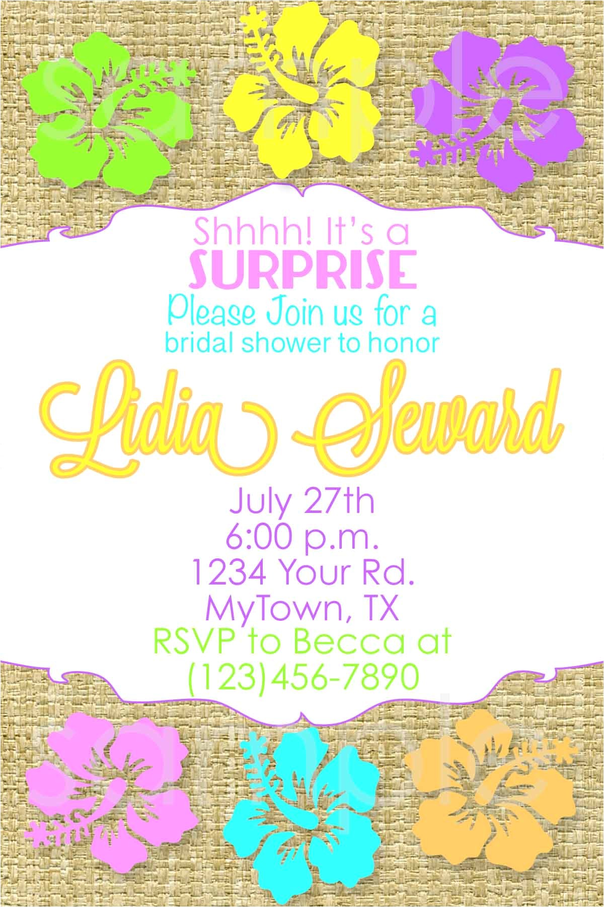 free hawaiian bridal shower invitations