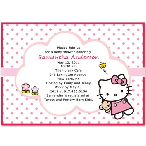 cute hello kitty baby girl shower invitations bs068