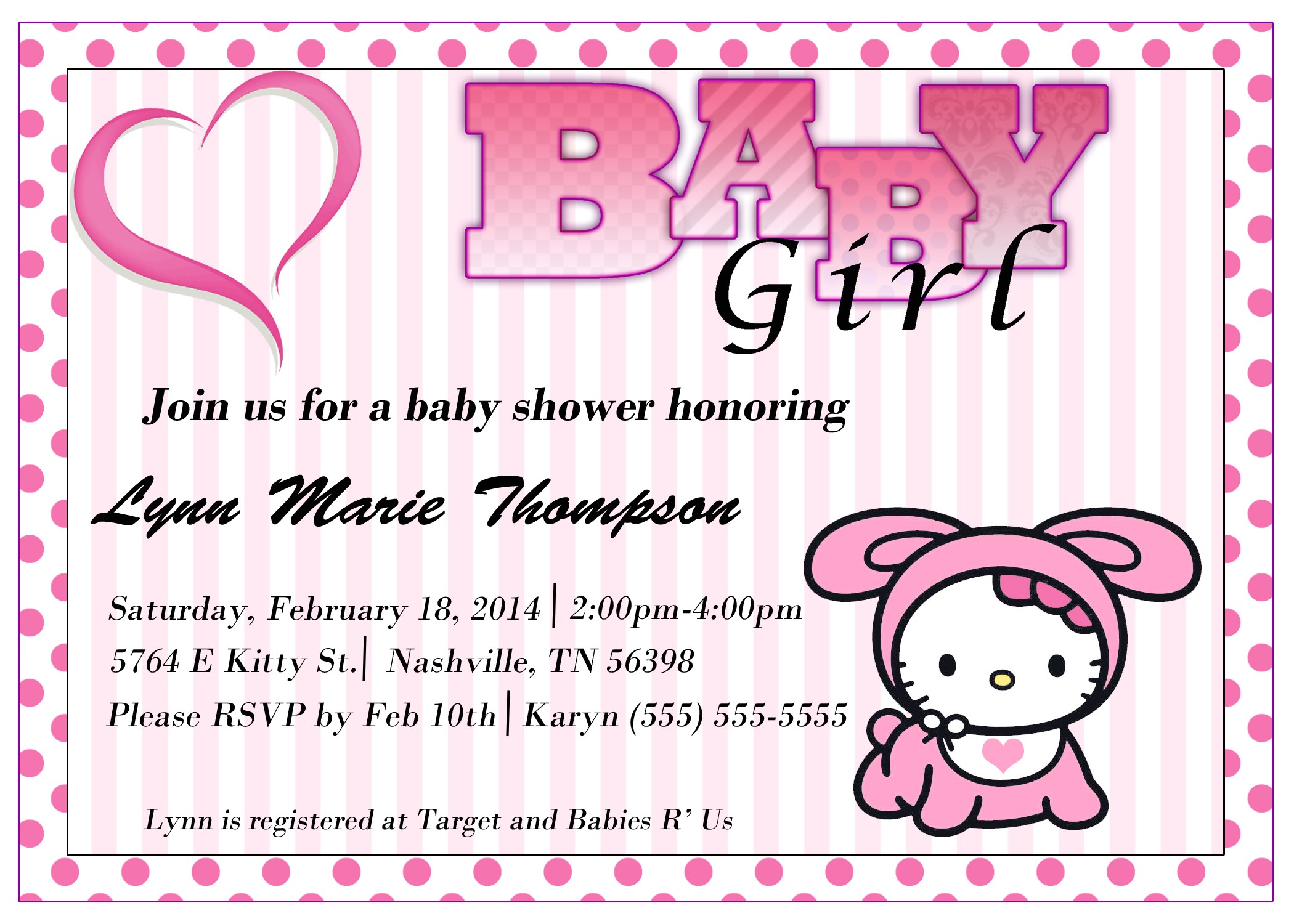 hello kitty baby shower invitations templates ideas