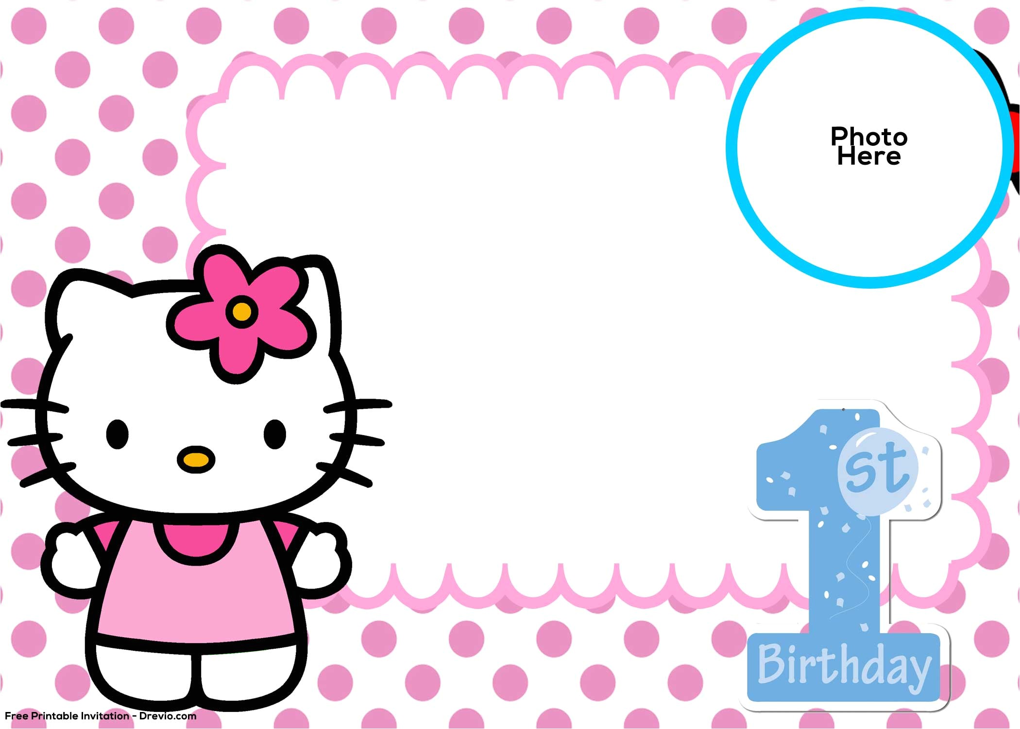 free hello kitty 1st birthday invitation template