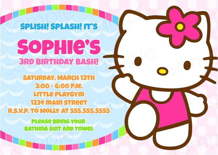 Hello Kitty Pool Party Invitations Hello Kitty Pool Party Printable Invitation by thepinkden