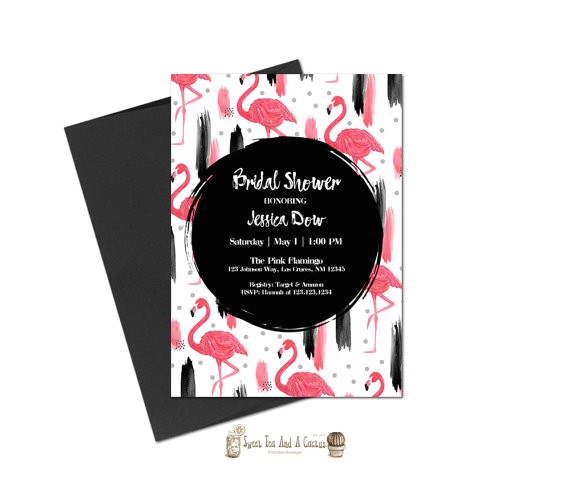 flamingo bridal shower invitation