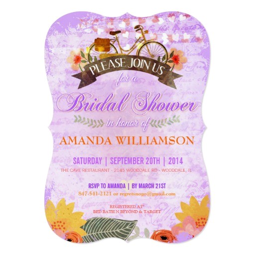 whimsical hipster bicycle bridal shower invitation