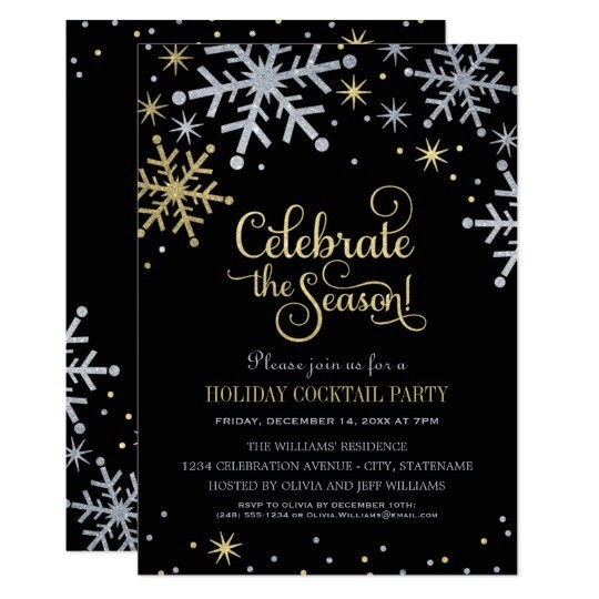 holiday party invitations silver and gold colors