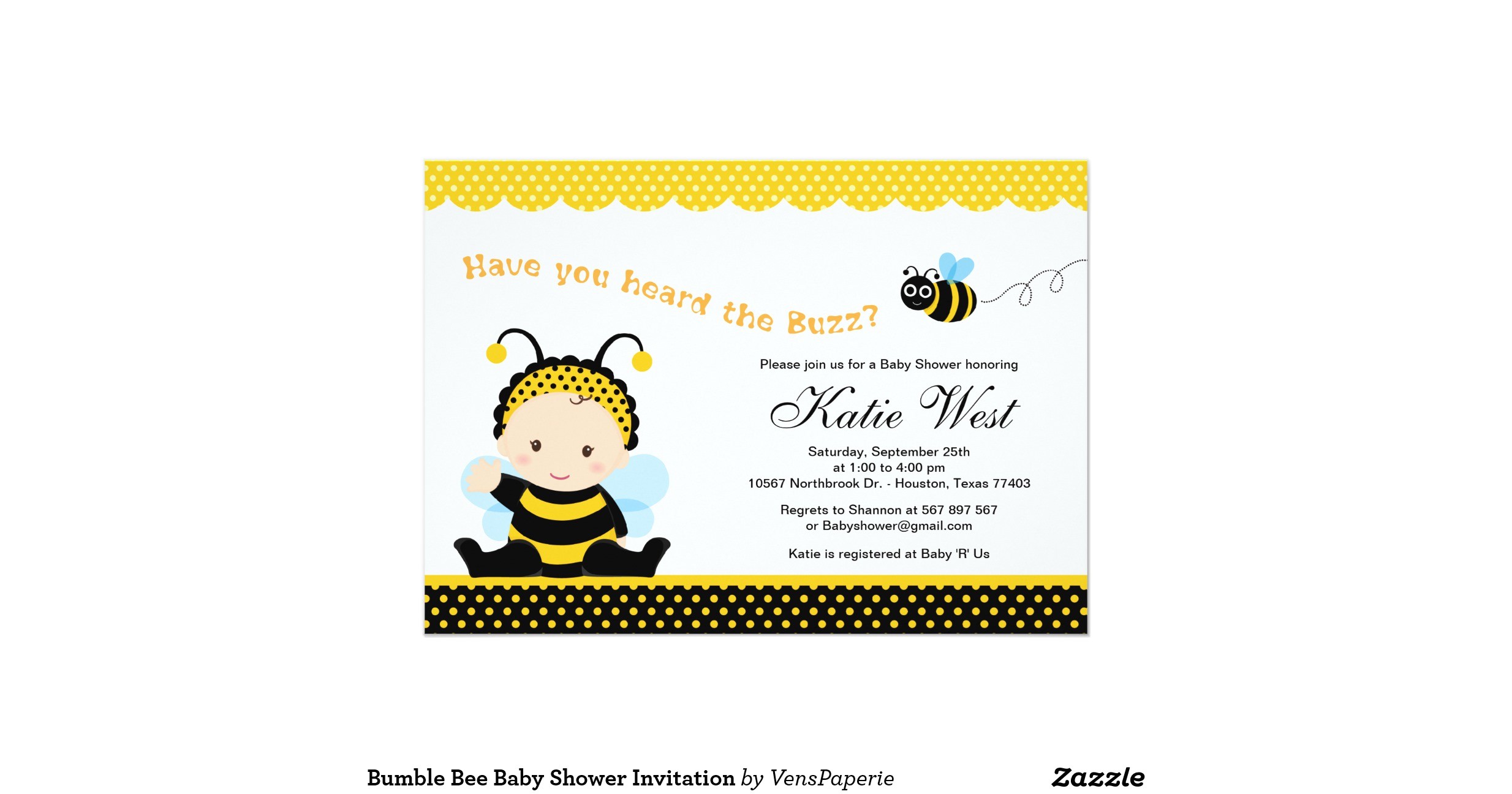 bumble bee baby shower invitation