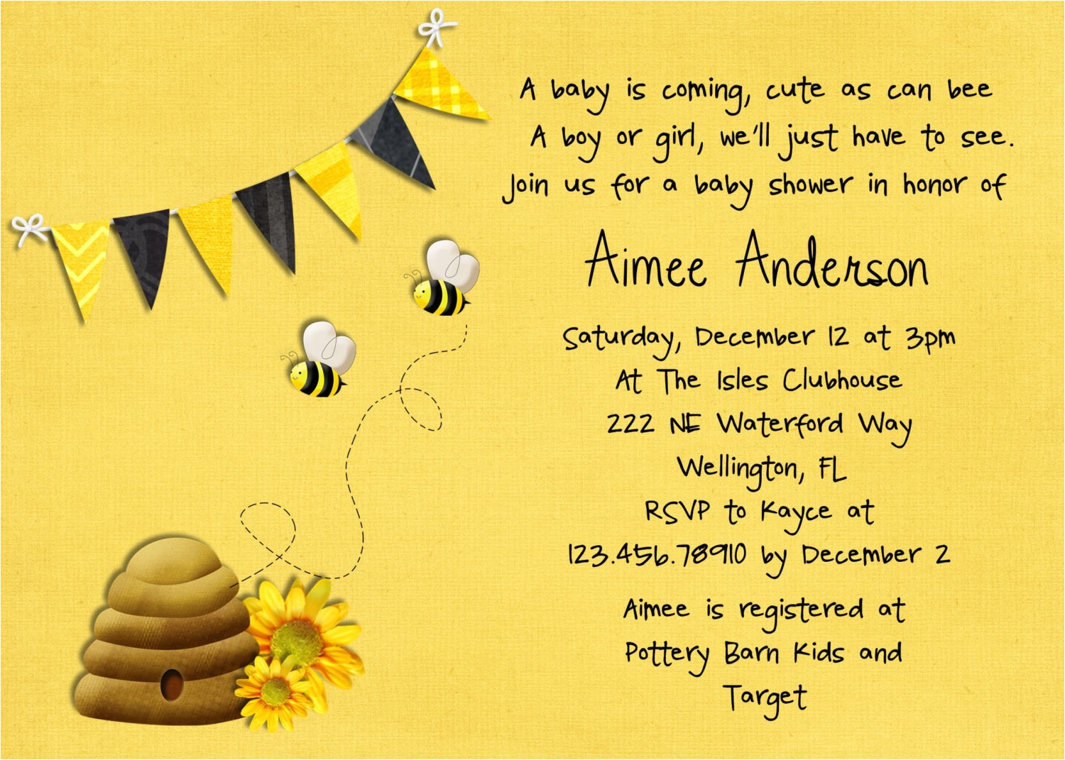 honey bee baby shower invitation