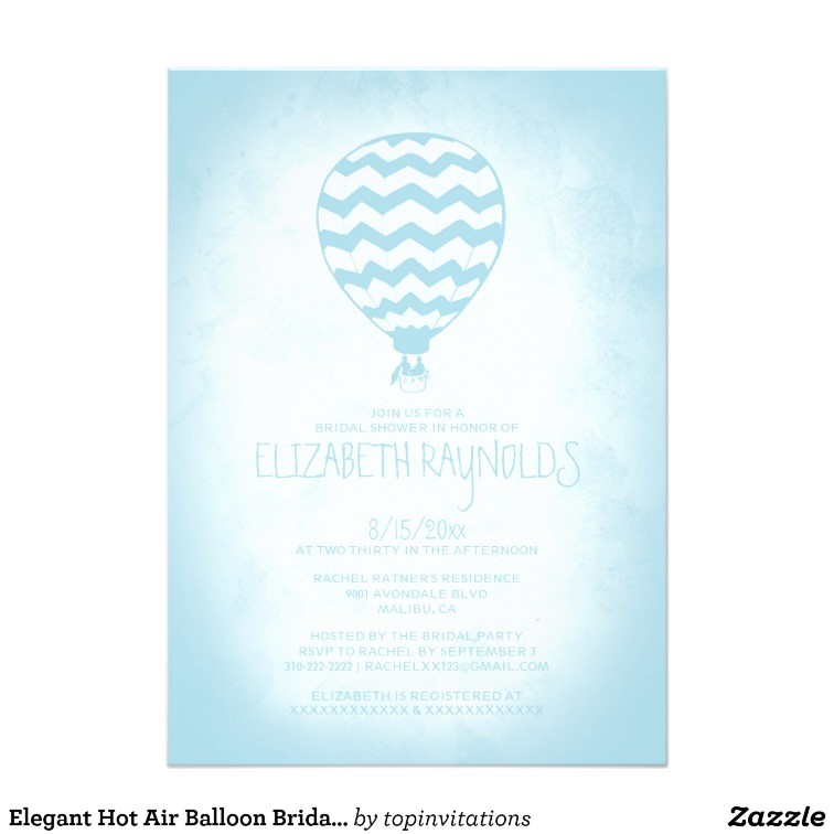 elegant hot air balloon bridal shower invitations