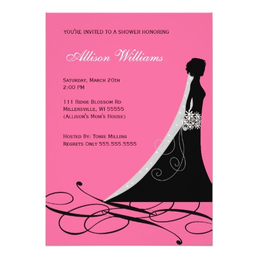 bridal shower invitations in hot pink and black