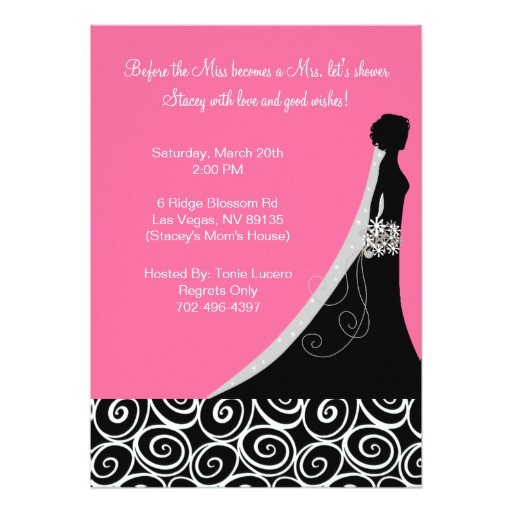 bridal shower invitations in hot pink and black