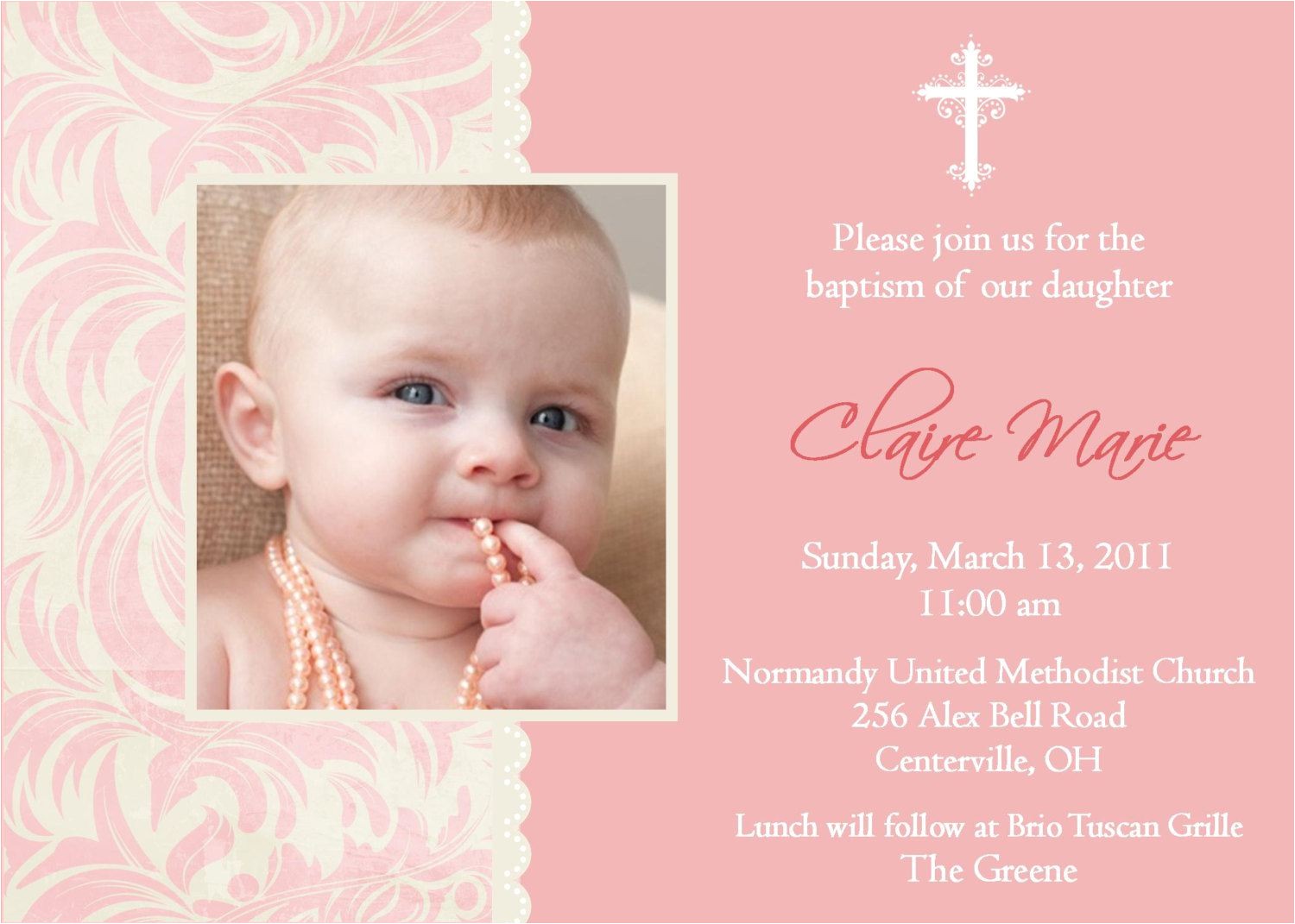 blank christening invitation for baby girl