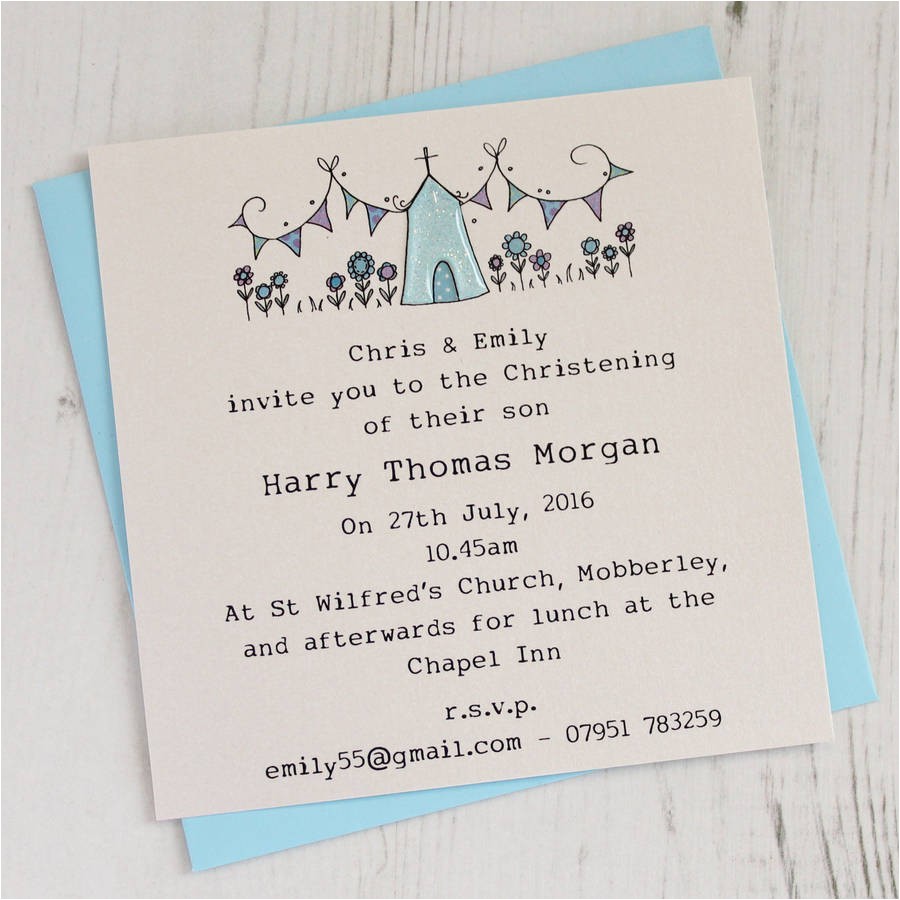 personalised pack of christening invitations