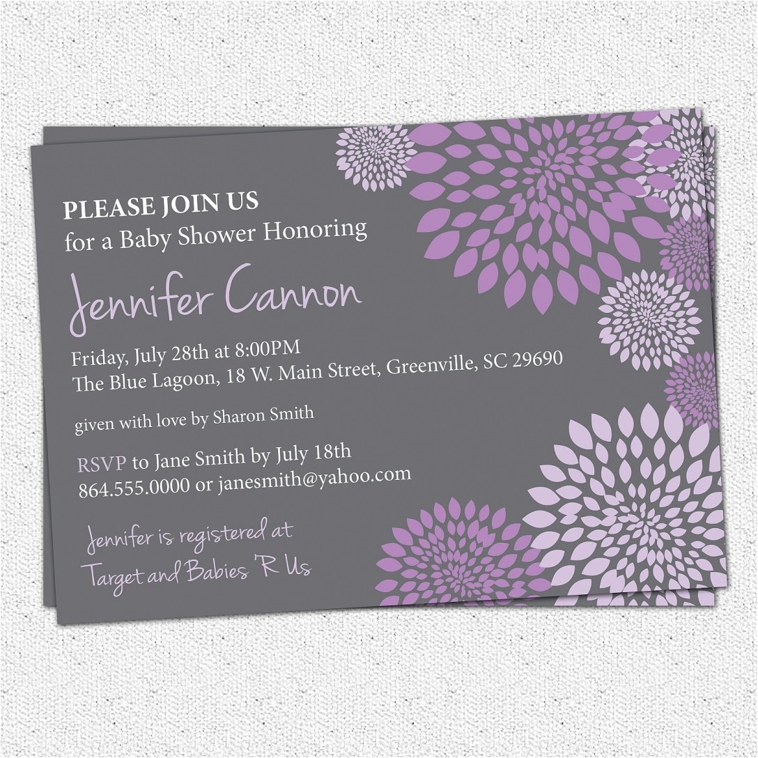 purple bridal shower invitations ideas