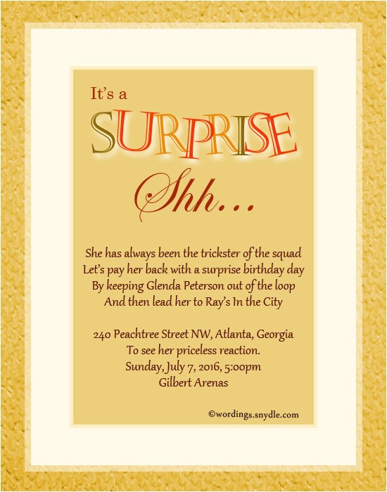 surprise party invitation wording