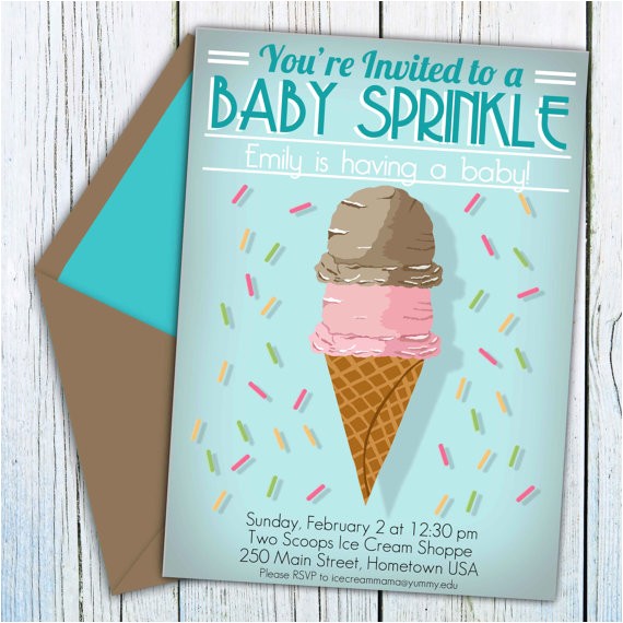 ice cream baby shower invitation digital