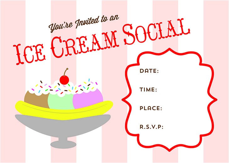 free printable ice cream social invite
