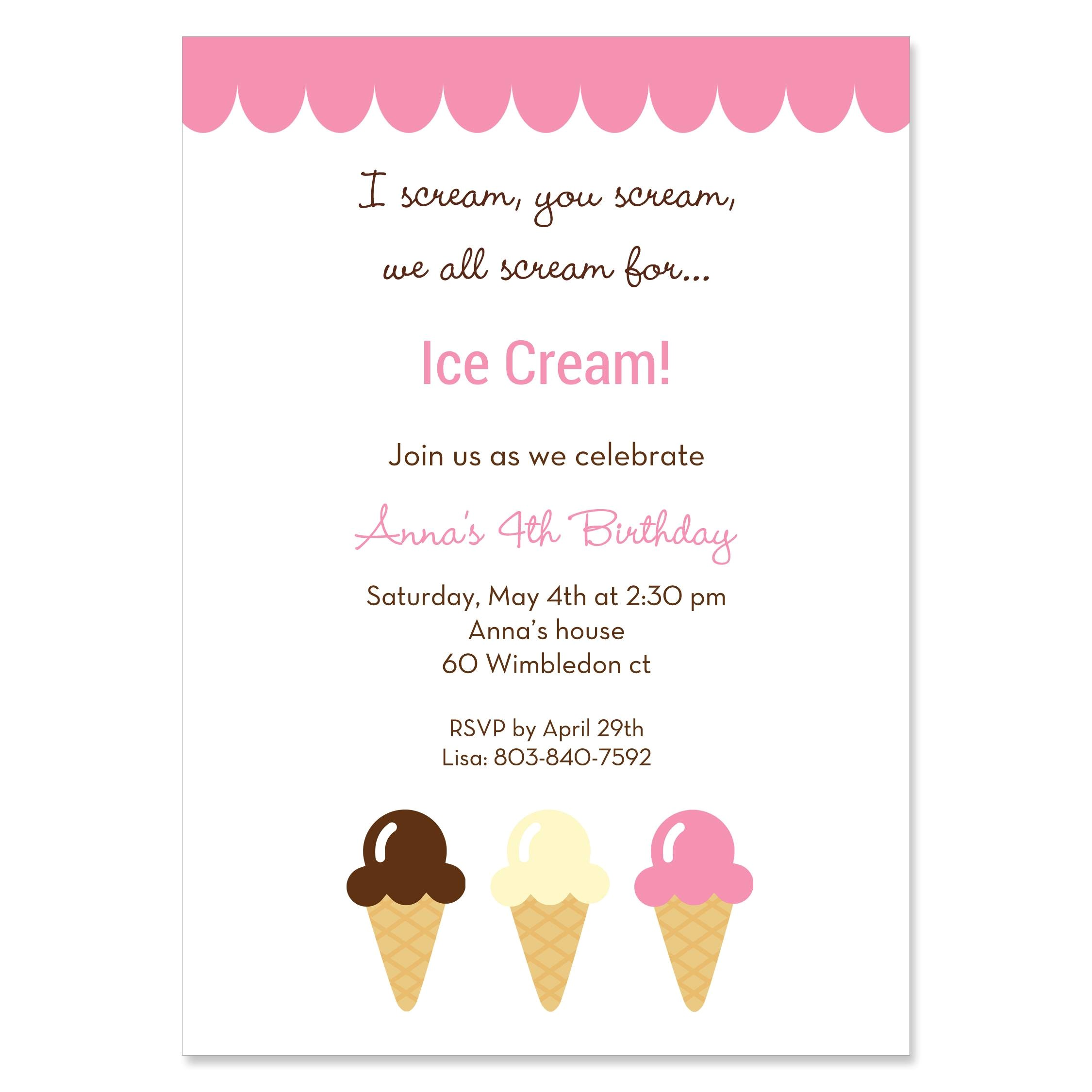 ice cream party invitations