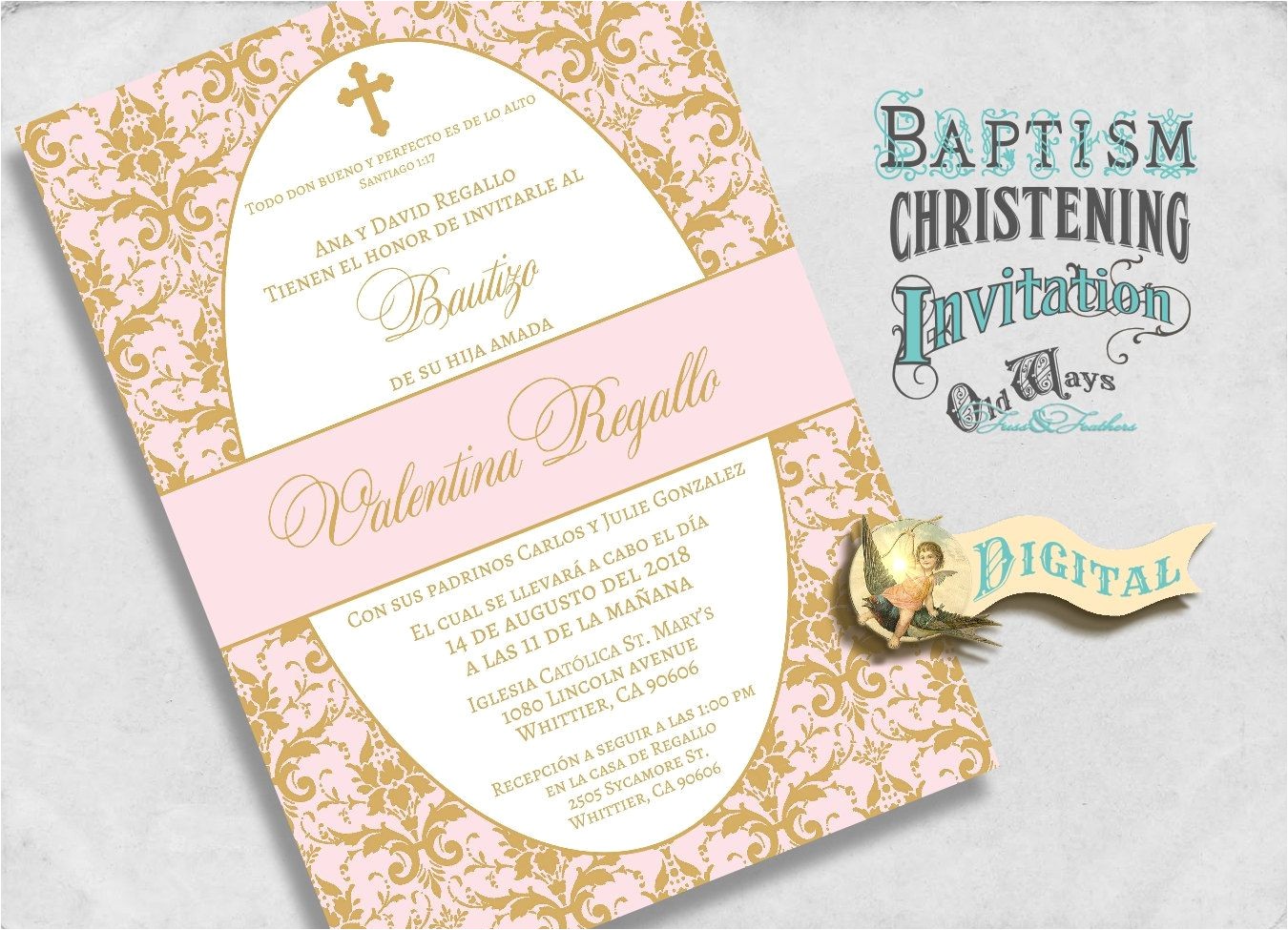 cheap elegant baptism invitations