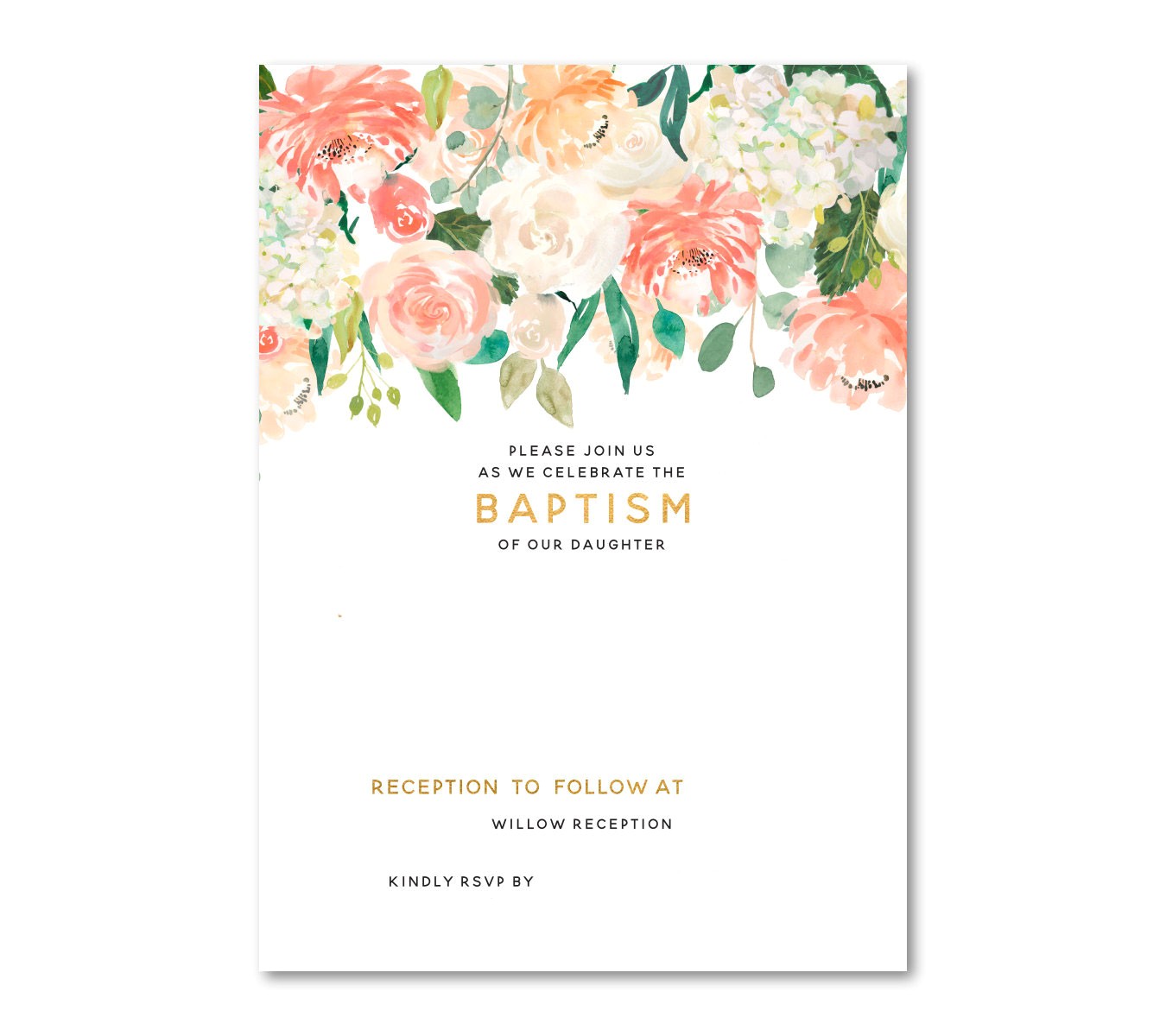 free floral baptism invitation template