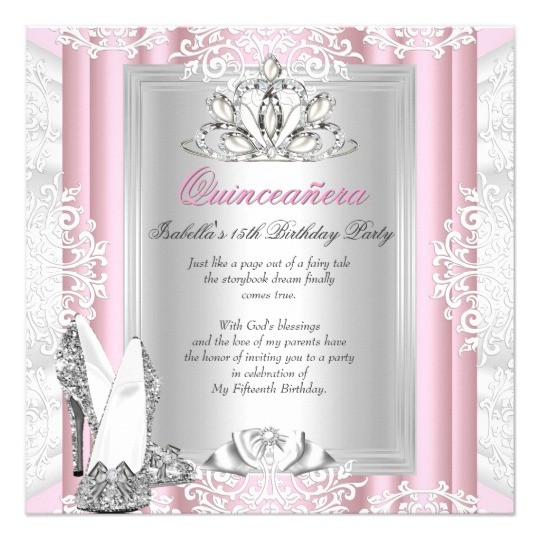quinceanera 15th birthday party light pink shoes card 161861230688079257