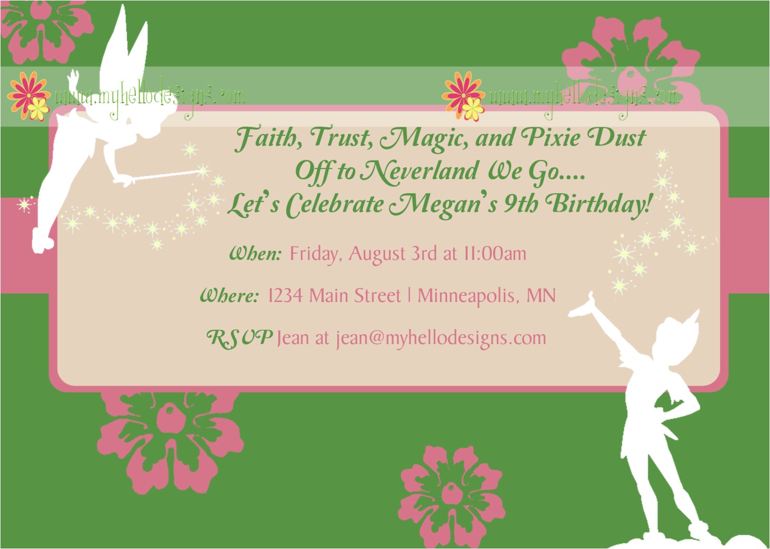 tinkerbell invitation for birthday quotes