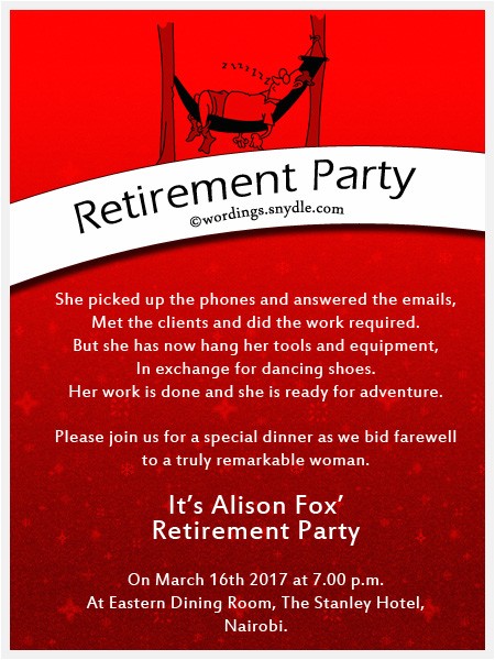 retirement party invitation wording
