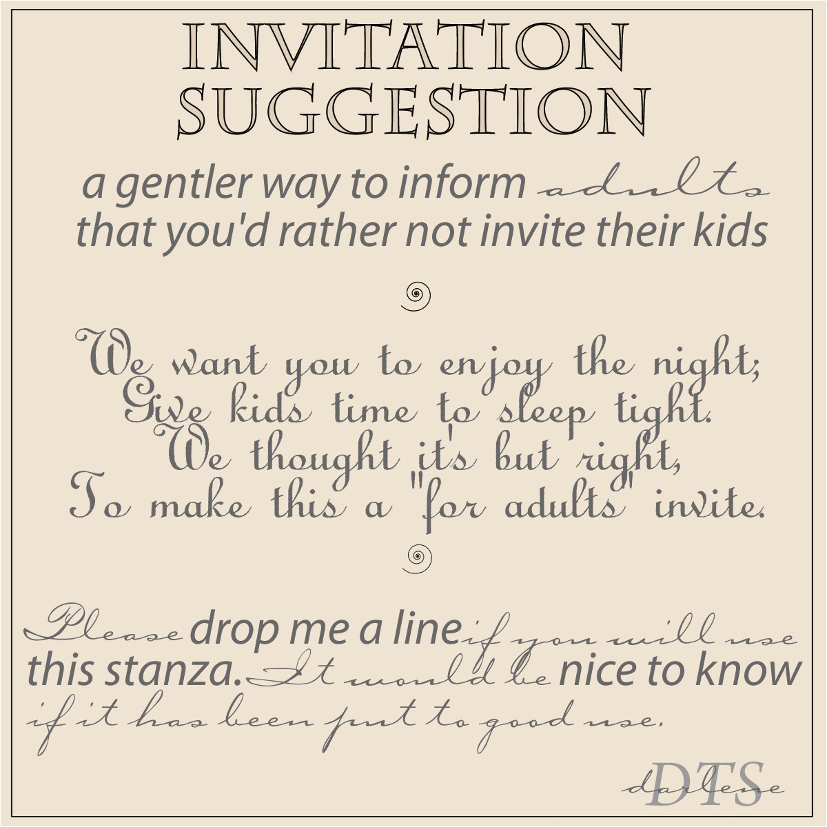 wedding invitation wording adults only