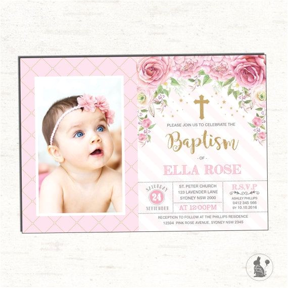 Invitation Wording for Baptism and Birthday Girl Baptism Invitation Pink Gold Christening Printable
