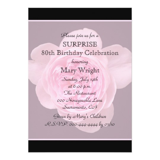 80th surprise birthday party invitation rose