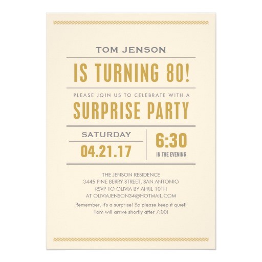 big type 80th surprise birthday party invitations