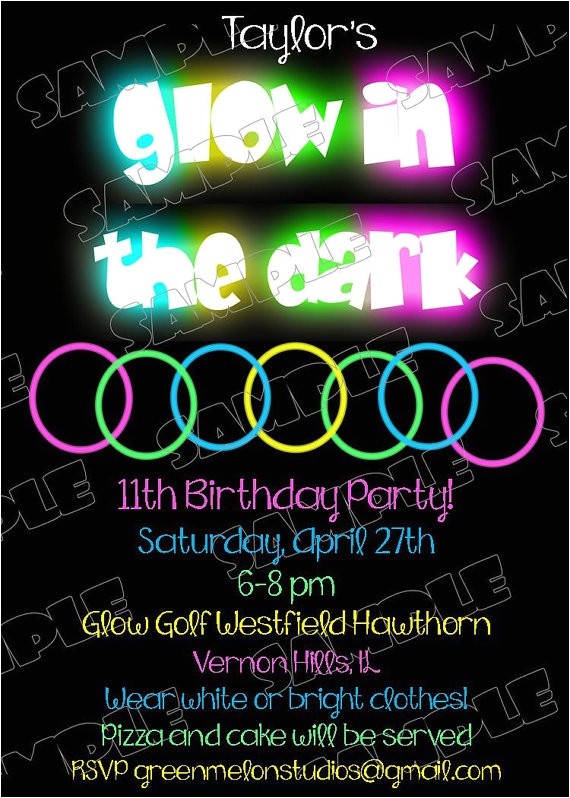 glow in the dark party invitations