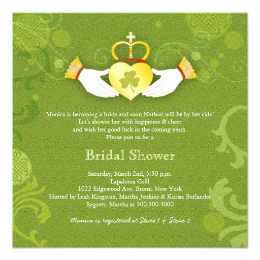 shamrock claddagh heart bridal shower invitations