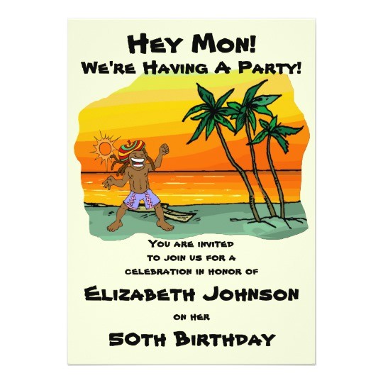 hey mon jamaica beach birthday party invitation