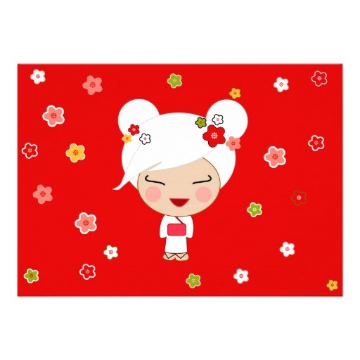 kokeshi doll japanese tea party invitation 161904254815194130