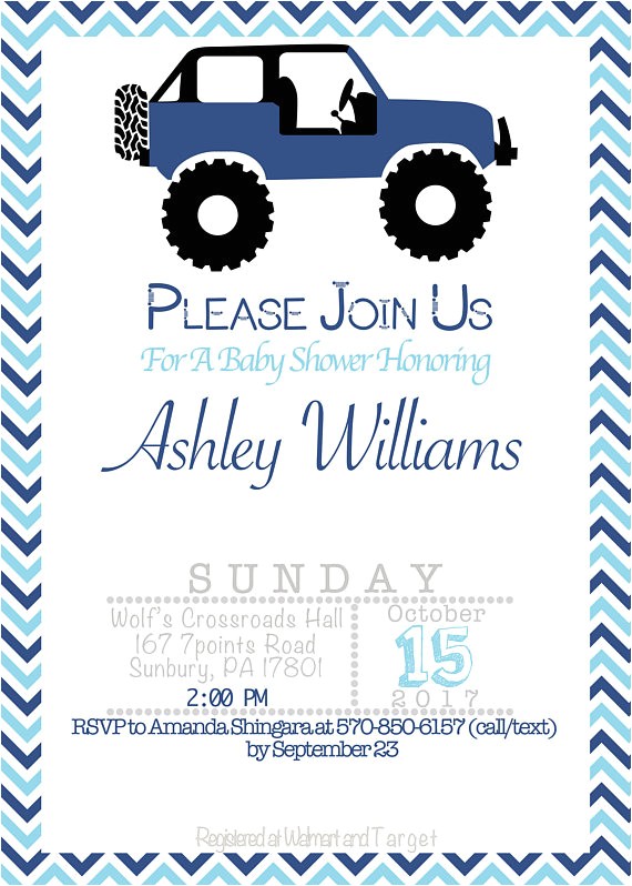 jeep baby shower invitation