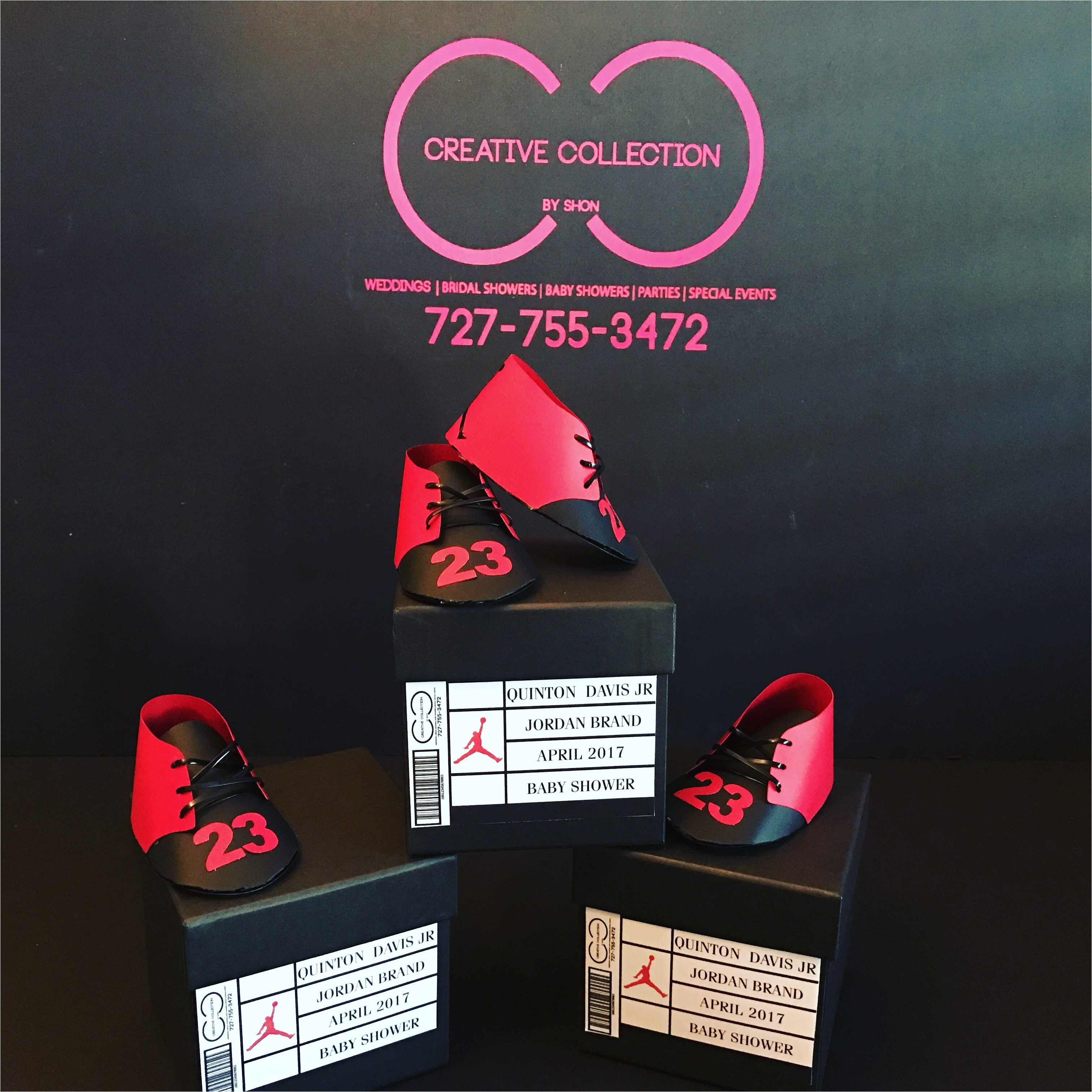 jordan jumpman inspired baby shoes and box invitation