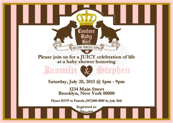 couture inspired baby shower invitation
