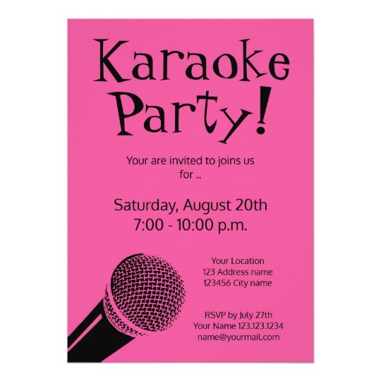 custom karaoke party invitations with microphone