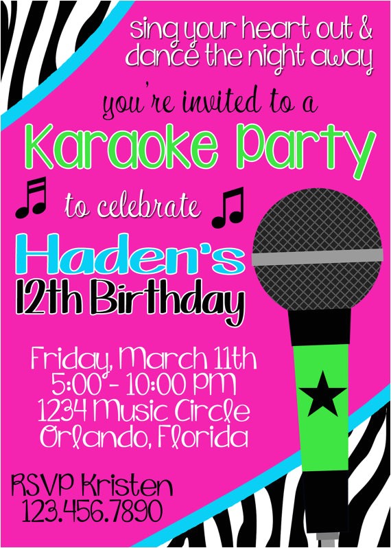 karaoke party invitation wording