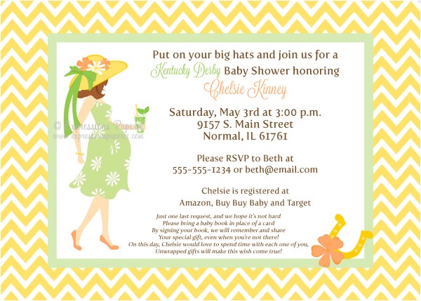 Yellow Kentucky Derby Baby Shower Invitations