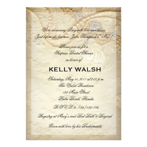 bridal shower invitation lace and pearls
