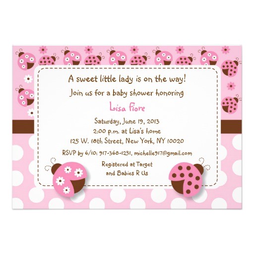 pink ladybug baby shower invitations